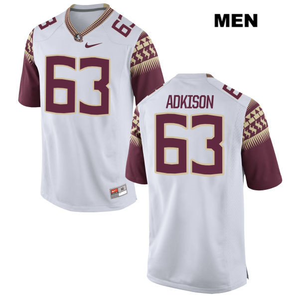 Men's NCAA Nike Florida State Seminoles #63 Tanner Adkison College White Stitched Authentic Football Jersey XMU8769AK